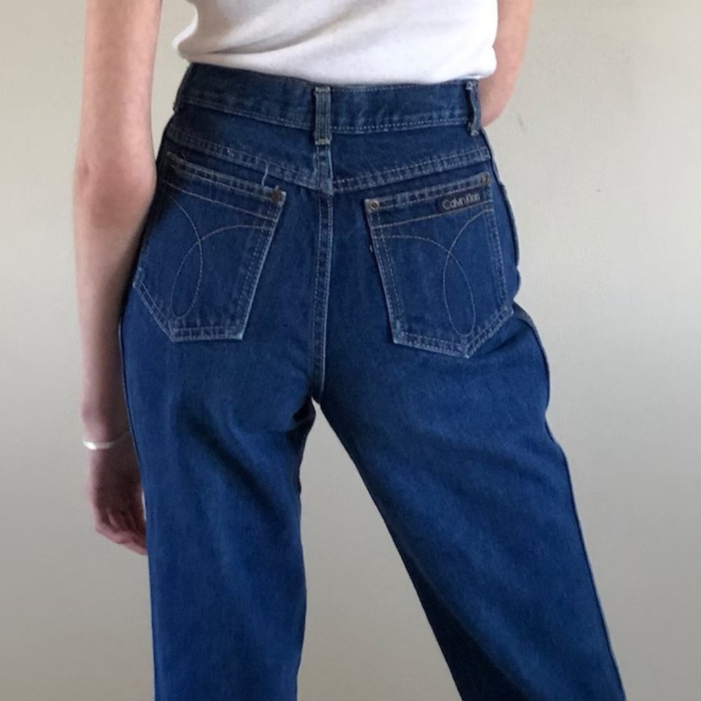 Vintage Calvin Klein Jeans Made in USA 100% Cotton Dark Wash High Rise, Denim